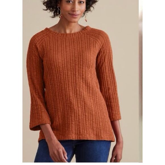 Soft Surroundings Goldie Back Button Rust Orange Tunic Top sz 3X EUC - Picture 1 of 9